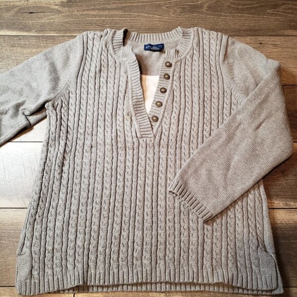 Karen Scott Cable Knit Henley Layered Look Sweater - Picture 2 of 7